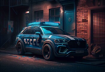 Police Car Blue. Generative AI