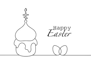 Easter. Easter cake. Church dome. Postcard