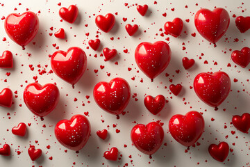 Love's Embrace: Red Heart Balloons Drifting