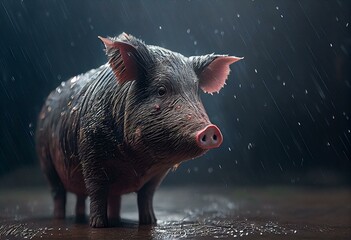 pig in the rain. Generative AI