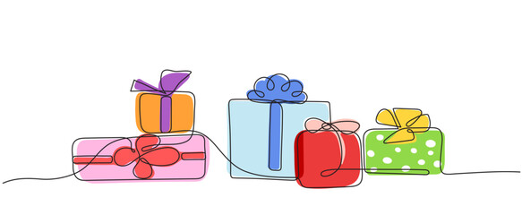 Set of vector simplified gift boxes in minimalist style