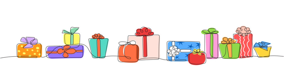 Vector set of colorful gift boxes in minimalist style