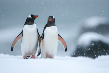 Snowy Solitude: Backside View of Penguin Exploration