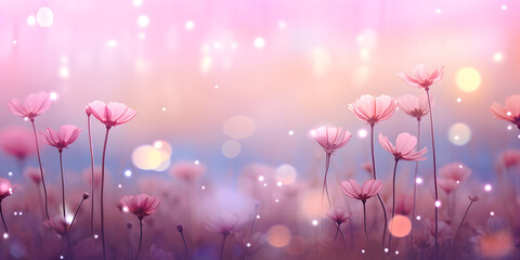 Abstract bokeh pink flowers background