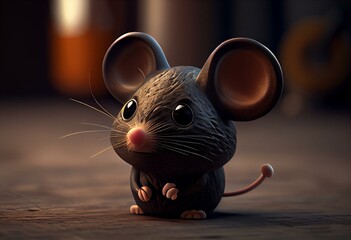 3D Cartoon Mouse Isolated. Generative AI - obrazy, fototapety, plakaty