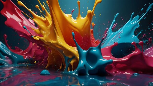 "Experience a vibrant explosion of colors with our AI-generated abstract 3D background, featuring a mesmerizing splash effect that will leave you in awe."