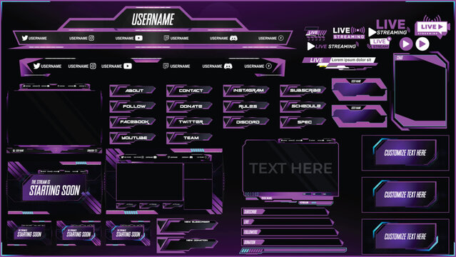 latest Twitch stream overlay package including face cam overlay, offline, starting soon, twitch panels