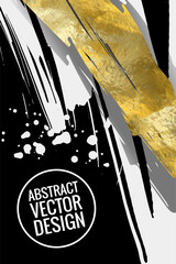 Vector Black White and Gold Design Template, Flyers, Mobile Technologies, Applications, Online Services, Typographic Emblems, Logo, Banners. Golden Abstract Modern Background.