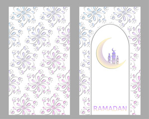 Ramadan, templates for instagram stories, vector, flower background, paper cut - 734217894