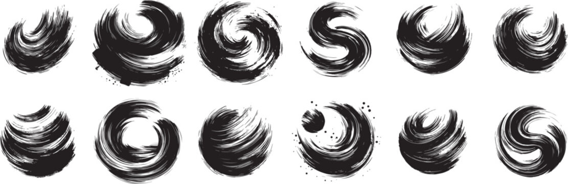 black and white shapes paint stroke, ink brush stroke, brush, circle or texture