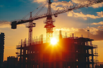 Metropolis in the Making: Construction Site at Sunset