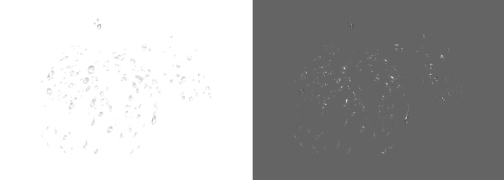 Realistic water droplets on the transparent background. Abstract water drops texture. Dew water droplets on a window glass for photo overlay	