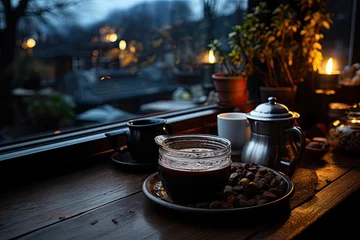 Cozy scene hot chocolate on cold night., generative IA © JONATAS