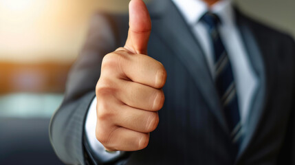 Confident Businessman Approving with Thumbs Up