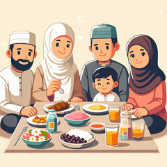 family having dinnner