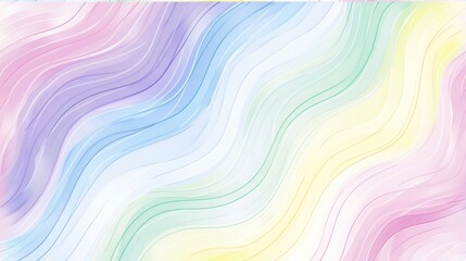 Obraz premium a multicolored background with wavy lines in pastel shades of blue, yellow, pink, green, purple, pink, orange and white on a white background.