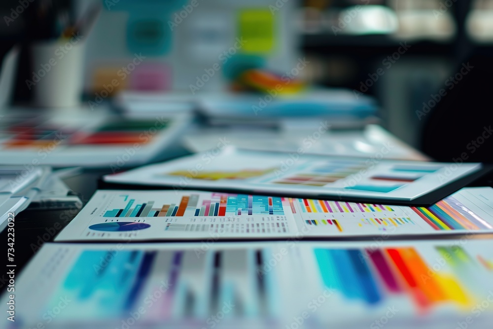 Aufkleber graphs and business graphs on a desk