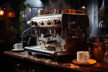 Fototapeta na wymiar Fresh Express of the Coffee Machine., generative IA