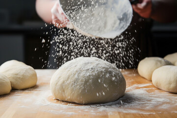 Handcrafted dough sprinkled with flour