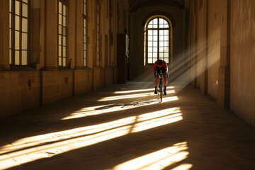 Pedaling Perspectives: Cyclist's Shadow Play in Sunlight