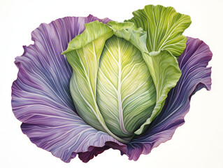 Obraz premium colorless single leaf cabbage on white background