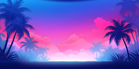 Fototapeta na wymiar Pink and blue abstract tropical theme background