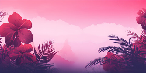 Fototapeta na wymiar Gradient pink and purple abstract tropical theme background