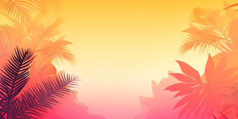 Fototapeta na wymiar Gradient yellow and pink abstract tropical theme background