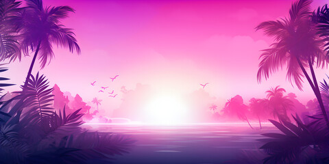 Gradient pink abstract tropical theme background