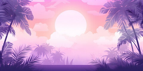 Fototapeta na wymiar Gradient purple and pink abstract tropical theme background
