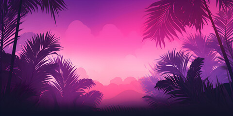 Obraz premium Gradient purple and pink abstract tropical theme background