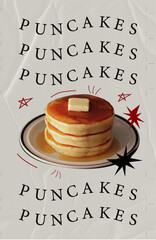 Vector puncakes card.Cafe poster.Vectror illustration.
