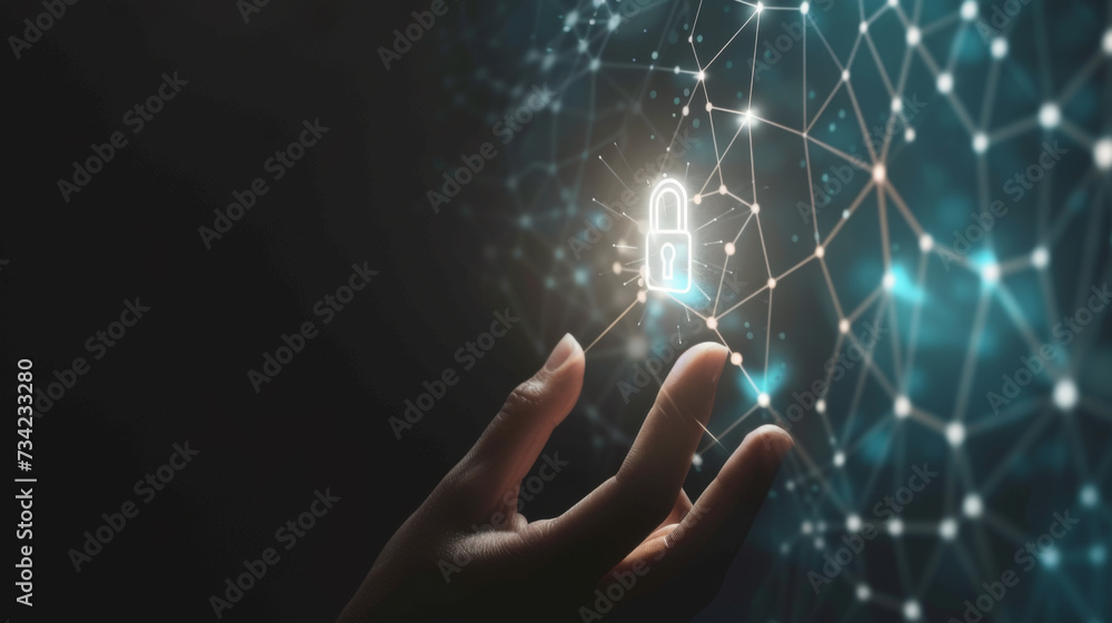 Aufkleber professional in a suit with an illuminated shield icon hovering above his open hands.