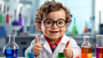 Schüler macht erfolgreiches Experiment im Labor