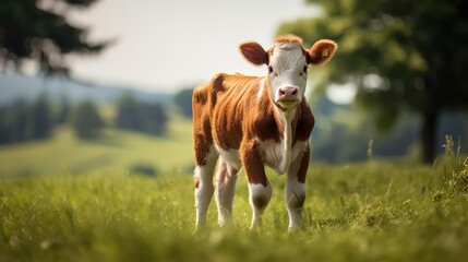 horns cute cow - obrazy, fototapety, plakaty