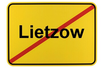 Illustration eines Ortsschildes der Gemeinde Lietzow in Mecklenburg-Vorpommern