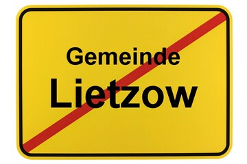 Illustration eines Ortsschildes der Gemeinde Lietzow in Mecklenburg-Vorpommern