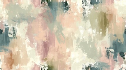  an abstract painting with pastel colors of pink, blue, green, beige, and beige on a white background with a black outline in the middle of the middle of the image.