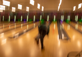 ICM (Intentional camera movement) shots of a person bowling