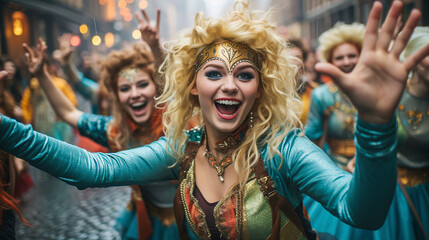 Fototapeta premium female person in the street at carneval party