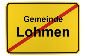 Illustration eines Ortsschildes der Gemeinde Lohmen in Mecklenburg-Vorpommern