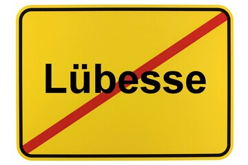 Illustration eines Ortsschildes der Gemeinde Lübesse in Mecklenburg-Vorpommern