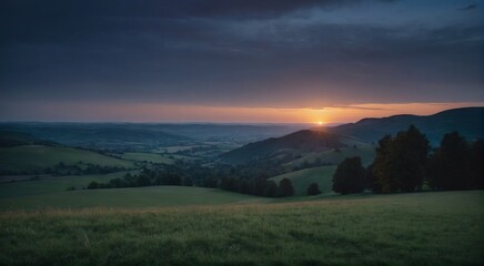 Naklejka na ściany i meble sunset over the hills in the countryside. Generative AI.