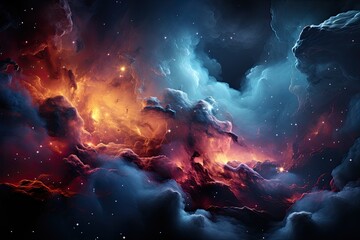 Vibrant tone sparkling nebula illuminates space., generative IA