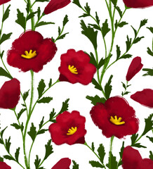 Seamless daisy flower pattern. Paint flower pattern.