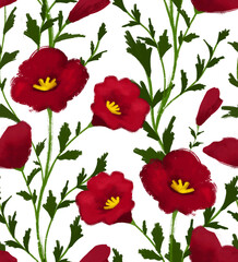 Obraz premium Seamless daisy flower pattern. Paint flower pattern.