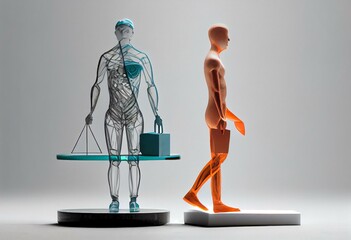 Utilitarianism normative ethical theory principle tiny person concept, transparent background. Morality thinking with idea about personal or society benefit comparison illustration. Generative AI