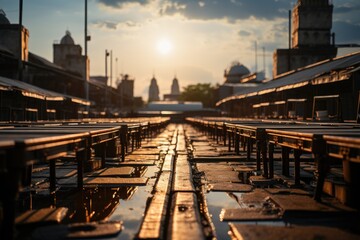 Walk roofs radiate heat in a scorching city., generative IA