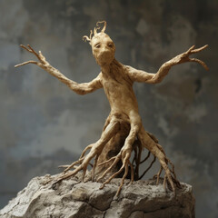 Detailed image of a mandrake root, known for its folklore and medicinal uses. Perfect for herbal medicine websites, botanical illustrations, and fantasy-themed designs.