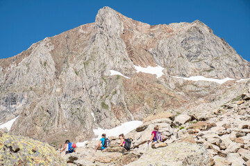 Fototapeta premium ascent to Garmo Negro peak, Pyrenean mountain range, Huesca, Spain